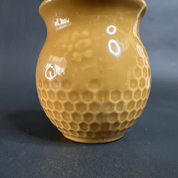 Creative Co-Op Honey Pot with Wood Dipper – Golden Yellow Stoneware Jar (8 oz) - Picture 3 of 10